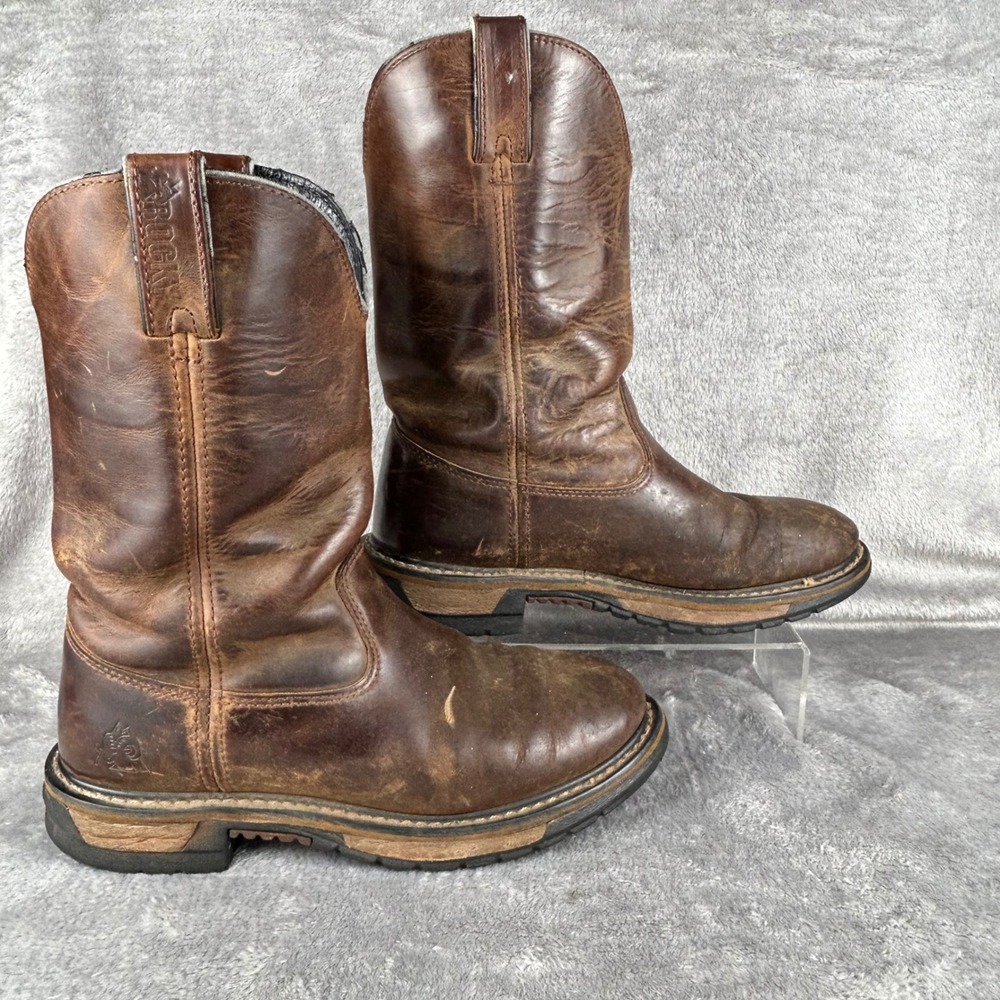 Rocky Mens Wellington Pull On Work Boots Brown Leather FQ0002744 Size 9M